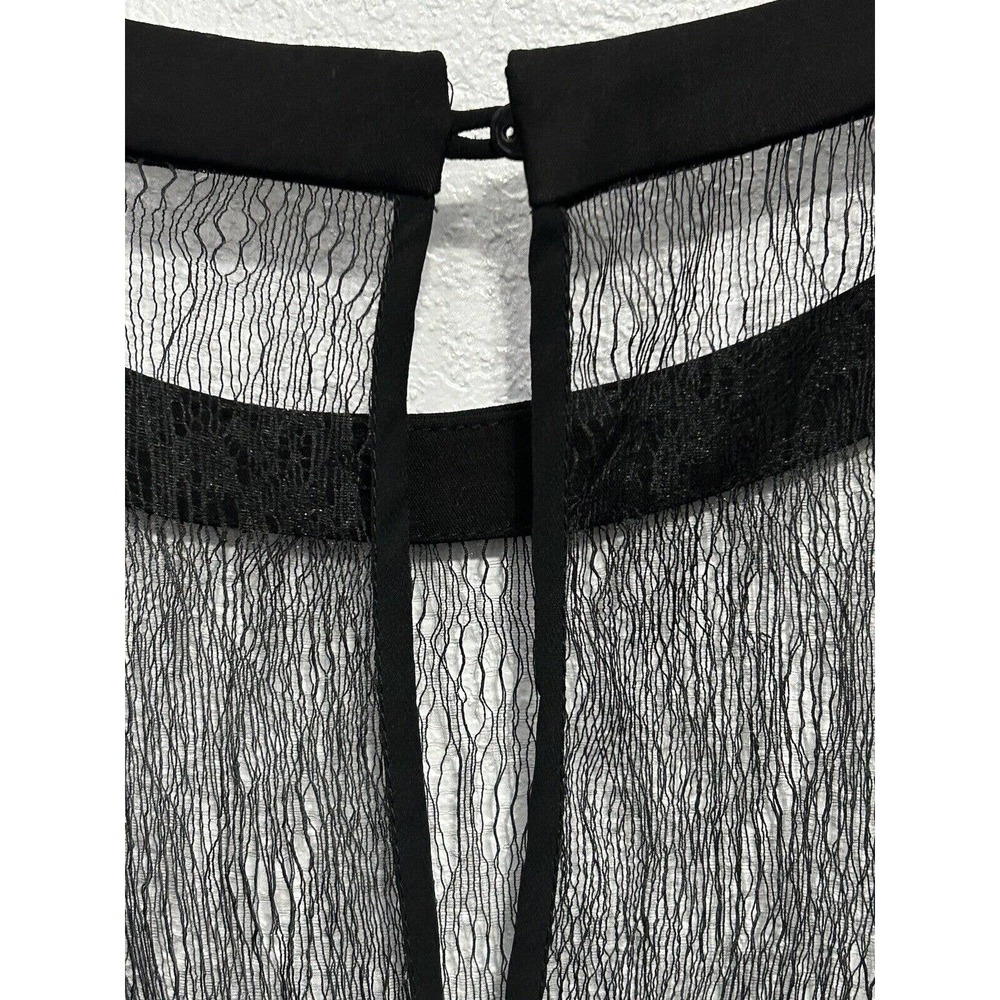 Zara Women’s White Black Floral Lace Sheer Top Upper Neck Zip Up Dress Size L - Picture 9 of 14